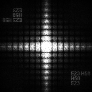 Результат преобразования Фурье фотоизображения Q-code Результат преобразования Фурье фотоизображения Q-code